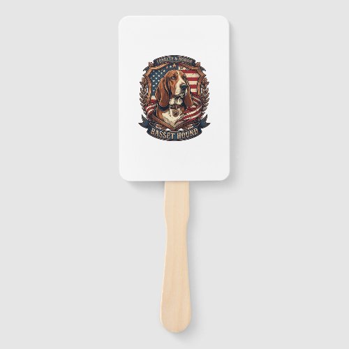 Basset Hound Loyalty Honor Dog American Flag Shiel Hand Fan
