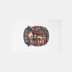 Basset Hound Loyalty Honor Dog American Flag Shiel Rug