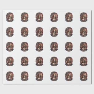 Basset Hound Loyalty Honor Dog American Flag Shiel Wrapping Paper