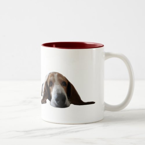 Basset Hound lying down Two_Tone Coffee Mug