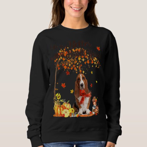 Basset Hound Maple Tree Thanksgiving Day Cute Dog  Sweatshirt