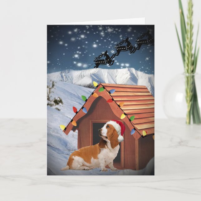 Basset Hound  Merry Christmas Cards (Front)