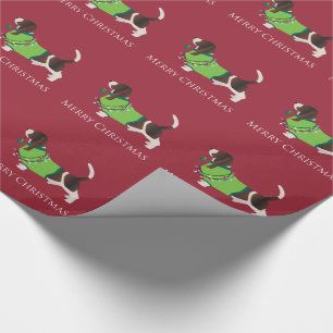 Basset Hound Merry Christmas Design Wrapping Paper