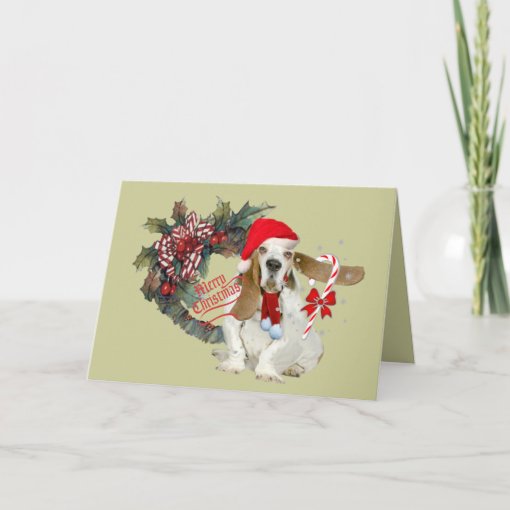 Basset Hound Merry Christmas Holiday Card | Zazzle