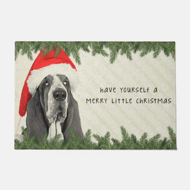 Basset Hound Merry Little Christmas Doormat Zazzle