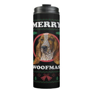 Basset Hound Merry Woofmas Christmas Dog Gift Thermal Tumbler