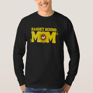 Basset Hound Mom For Women Basset Mom Dog Sunflow T-Shirt