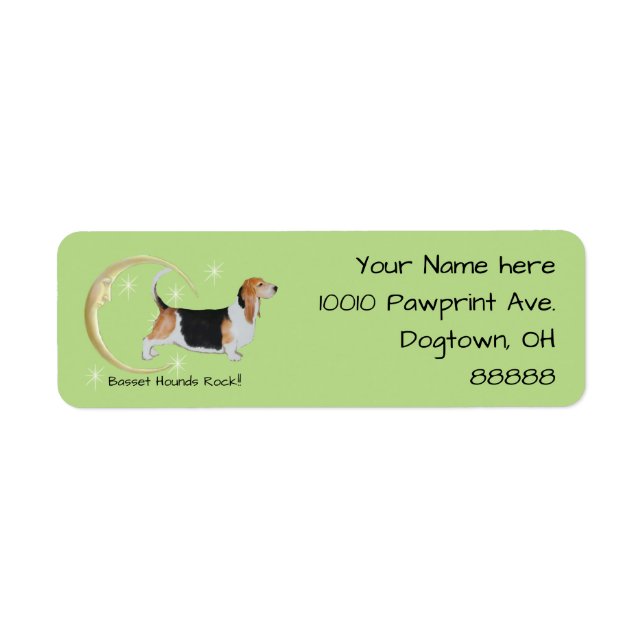 Basset Hound, Moon and Stars Label (Front)