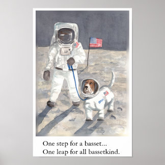Basset Hound Moon Walk Poster
