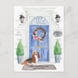 Basset Hound Moving Announcement Postcard