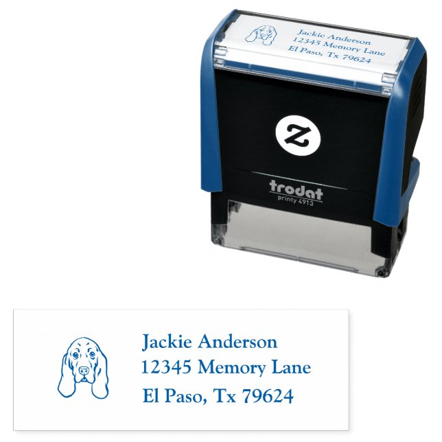 BASSET HOUND | Name and Return Address  Self-inking Stamp (In Situ)