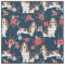 Basset Hound navy and pink floral