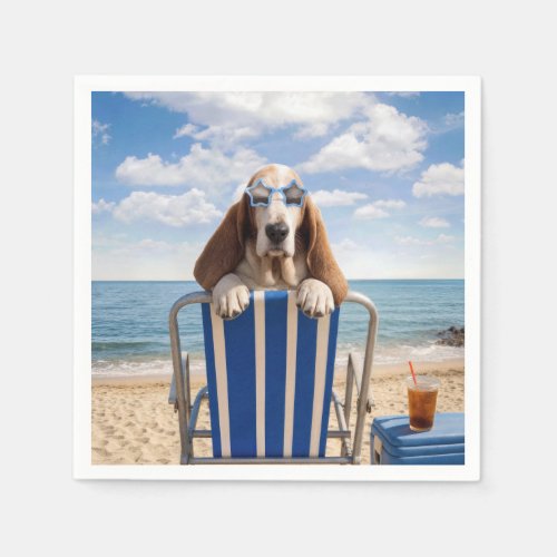 Basset Hound on Beach Chair Napkins