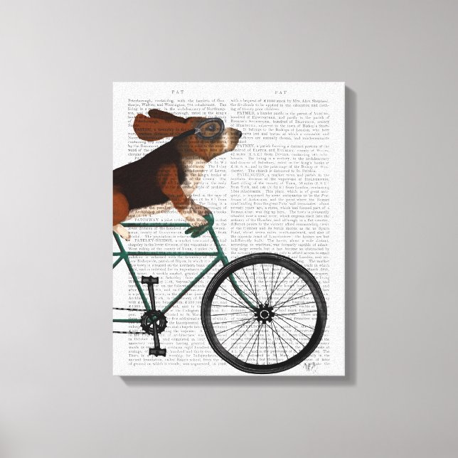 Basset Hound on Bicycle Canvas Print (Front)