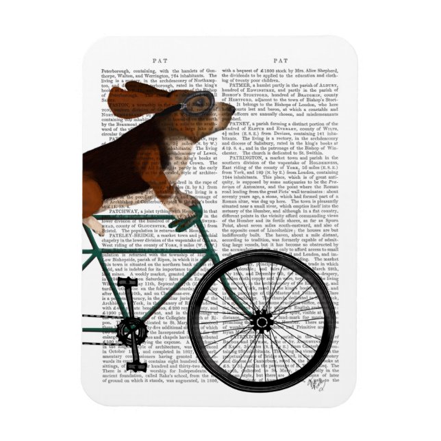 Basset Hound on Bicycle Magnet (Vertical)