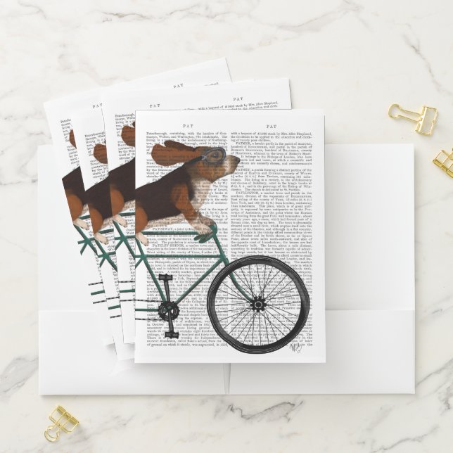 Basset Hound on Bicycle Pocket Folder (In Situ)