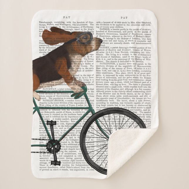 Basset Hound on Bicycle Sherpa Blanket (Front)