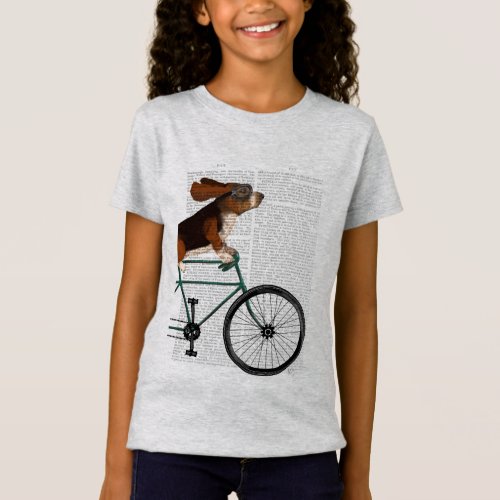 Basset Hound on Bicycle T_Shirt