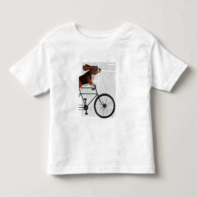 Basset Hound on Bicycle Toddler T-shirt (Front)