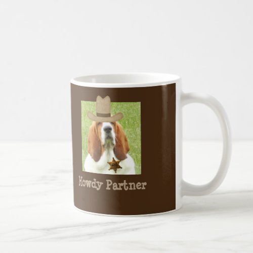 Basset Hound on Mug with sheriff badge and hat