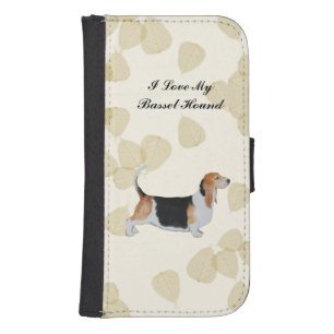 Basset Hound on Tan Leaves Samsung S4 Wallet Case