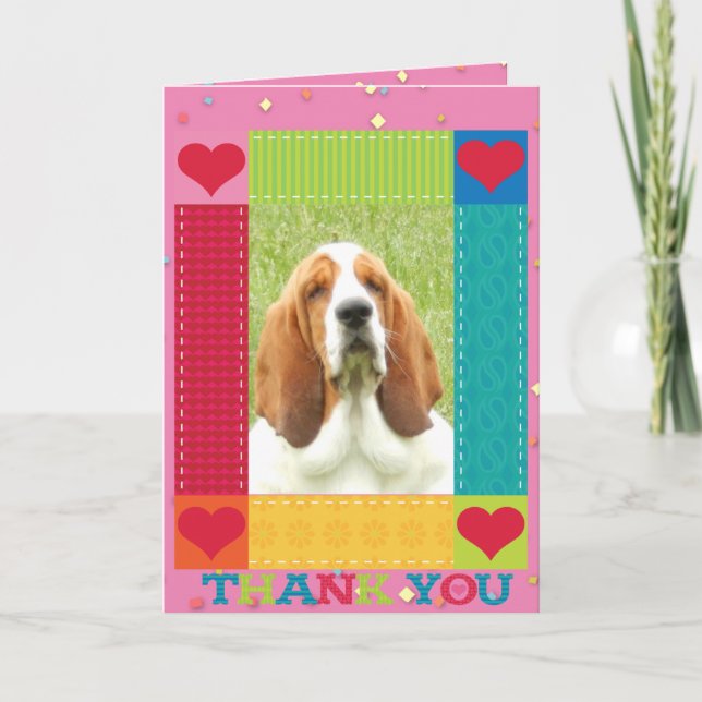 Basset Hound on "Thank You" card (Front)