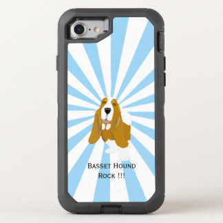 Basset Hound on white starburst OtterBox Defender iPhone SE/8/7 Case