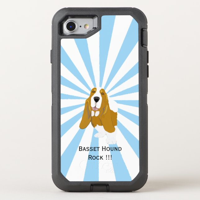 Basset Hound on white starburst Otterbox iPhone Case (Back)
