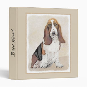 Basset Hound Painting - Cute Original Dog Art 3 Ring Binder