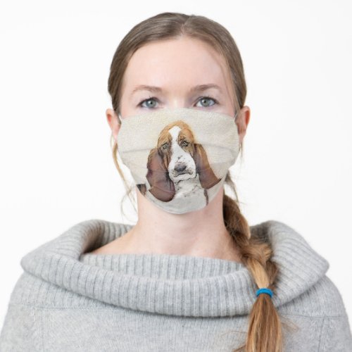 Basset Hound Painting _ Cute Original Dog Art Adult Cloth Face Mask