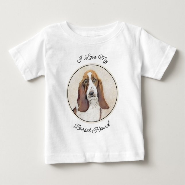 Basset Hound Painting - Cute Original Dog Art Baby T-Shirt (Front)
