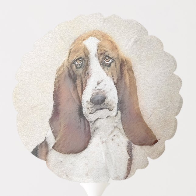 Basset Hound Painting - Cute Original Dog Art Balloon (Back)