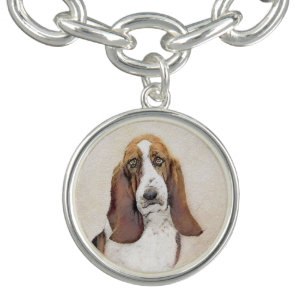 Basset Hound Painting - Cute Original Dog Art Bracelet