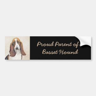 Basset Hound Painting - Cute Original Dog Art Bumper Sticker
