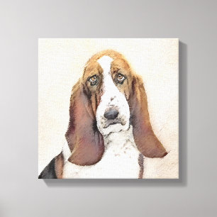 Basset Hound Painting - Cute Original Dog Art Canvas Print