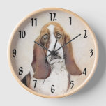 Basset Hound Painting - Cute Original Dog Art Clock