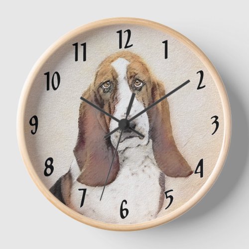 Basset Hound Painting _ Cute Original Dog Art Clock
