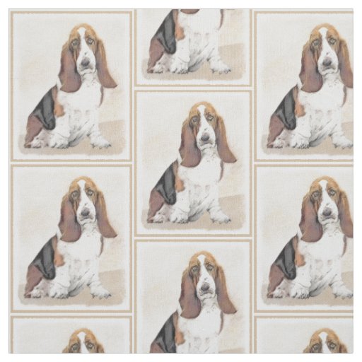 Basset Hound Painting - Cute Original Dog Art Fabric