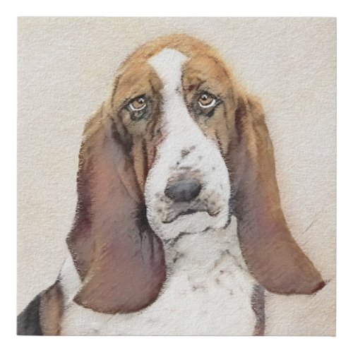 Basset Hound Painting _ Cute Original Dog Art Faux Canvas Print