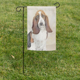 Basset Hound Painting - Cute Original Dog Art Garden Flag