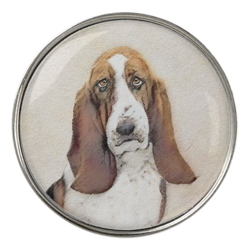 Basset Hound Painting _ Cute Original Dog Art Golf Ball Marker