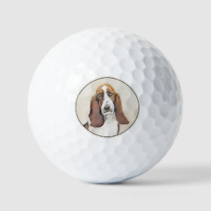 Basset Hound Painting - Cute Original Dog Art Golf Balls