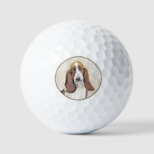 Basset Hound Painting _ Cute Original Dog Art Golf Balls