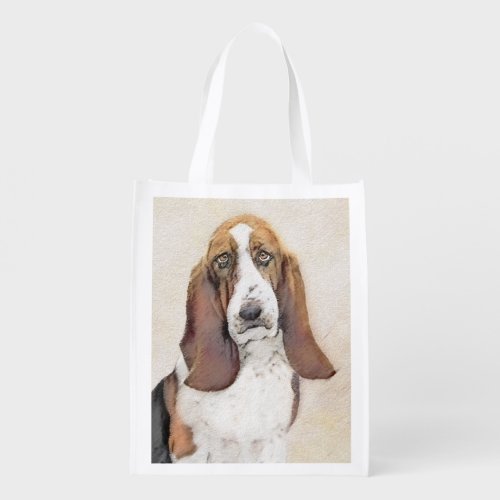 Basset Hound Painting _ Cute Original Dog Art Grocery Bag