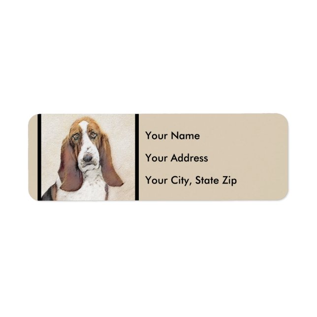 Basset Hound Painting - Cute Original Dog Art Label (Front)