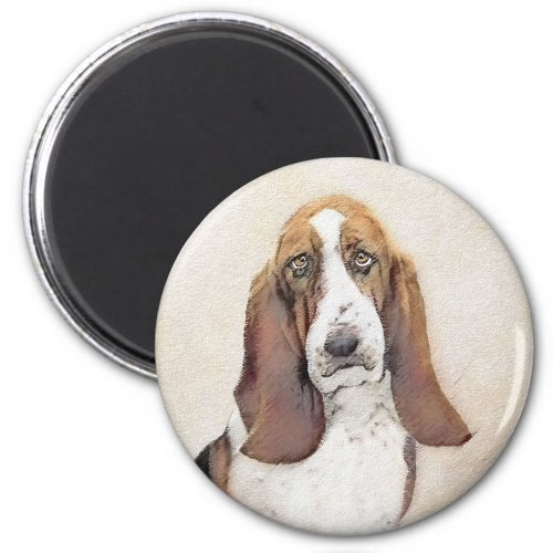 Basset Hound Painting _ Cute Original Dog Art Magnet