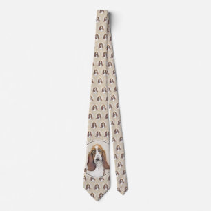 Basset Hound Painting - Cute Original Dog Art Neck Tie