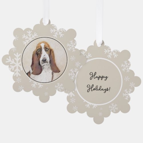 Basset Hound Painting _ Cute Original Dog Art Ornament Card