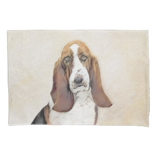Basset Hound Painting - Cute Original Dog Art Pillow Case