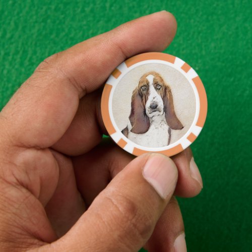 Basset Hound Painting _ Cute Original Dog Art Poker Chips